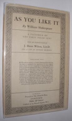 As You Like It First Folio Shakespeare Faber Gwyer c1930