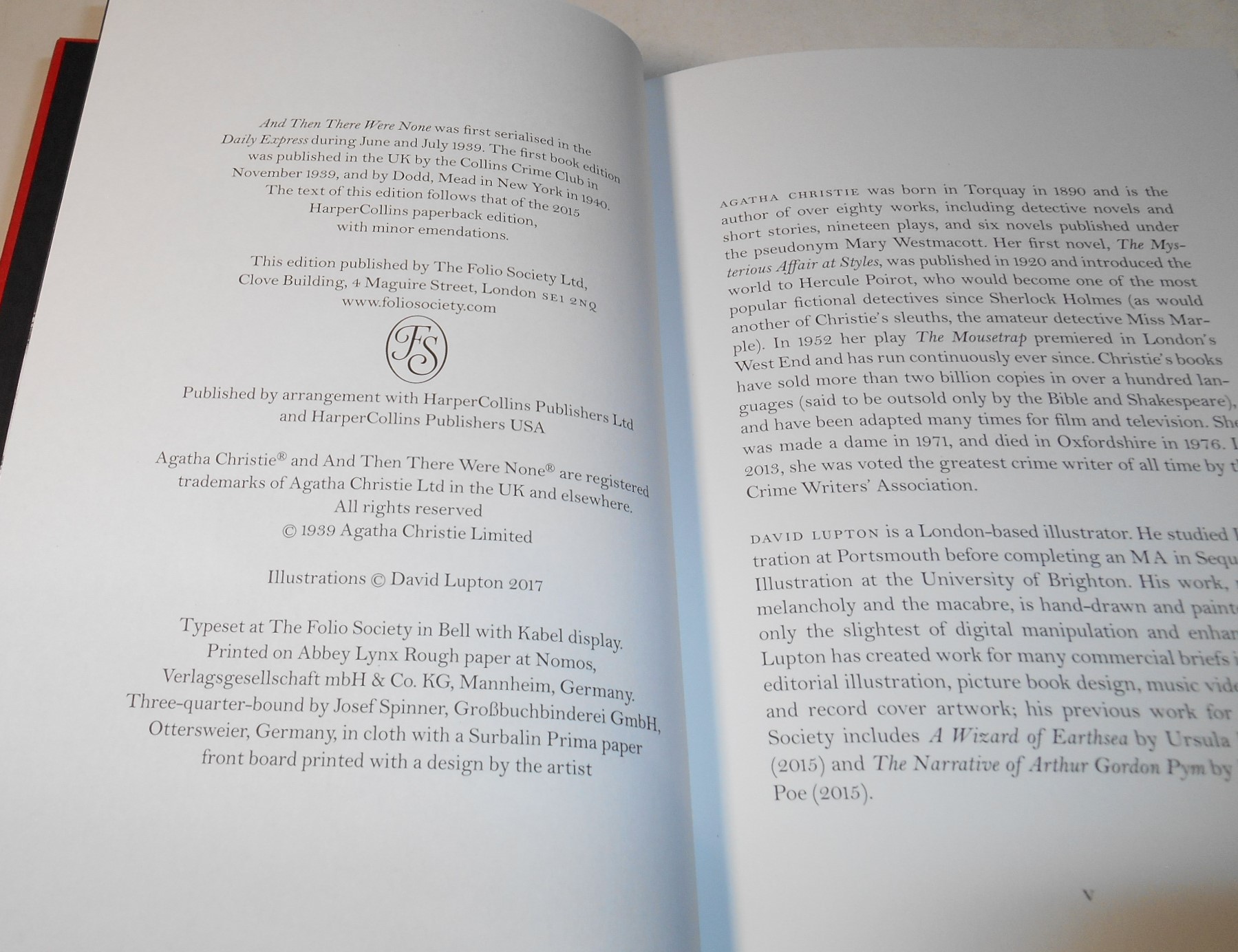 And then There Were None Agatha Christie Folio Society 2017 - HC Books