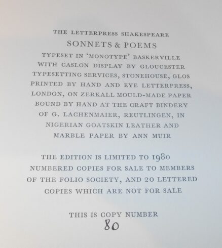 Sonnets & Poems The Letterpress Shakespeare Folio Society 2009 - Image 5